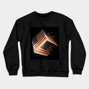 American Flag Cube in Space Crewneck Sweatshirt